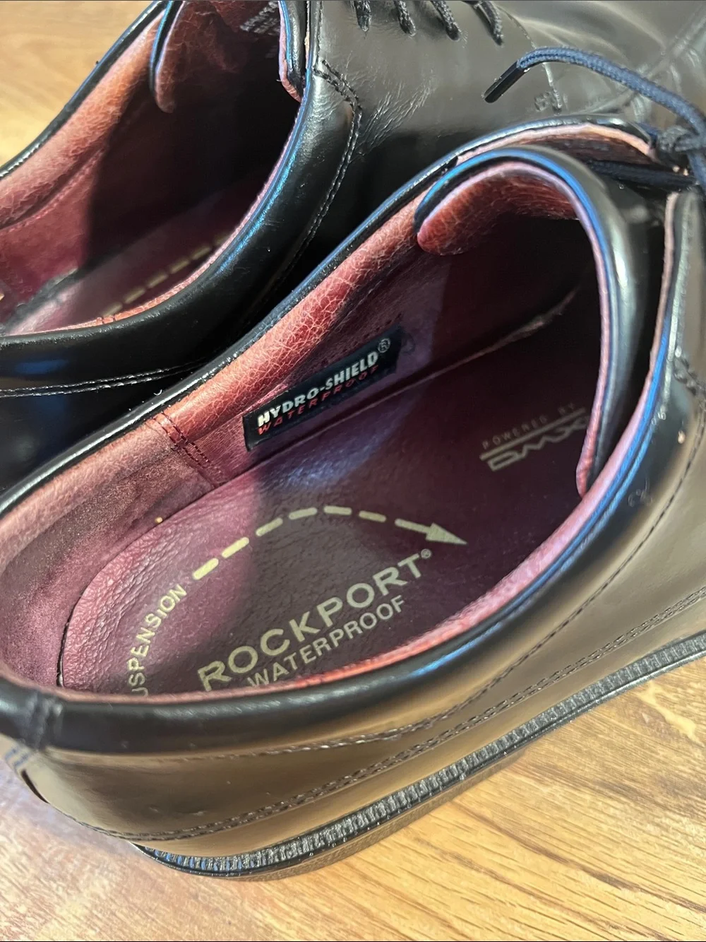Rockport Waterproof Black Leather Lace-Up Oxford Dress Shoes Dynamic Suspension